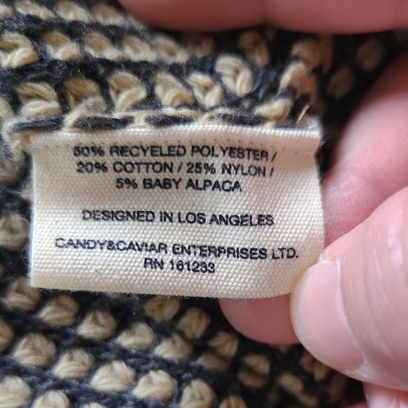 Candy & Caviar Khaki Recycled Blend Mockneck Quarter-zip Sweater - Size S - Picture 6 of 9